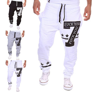 Men Star 7 Print Jogger Dance Sportwear Baggy Casual Pants Trousers Sweatpants