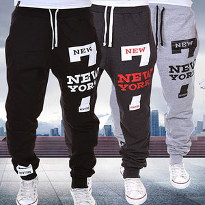 Men New York Print Jogger Dance Sportwear Baggy Casual Pants Trousers Sweatpants