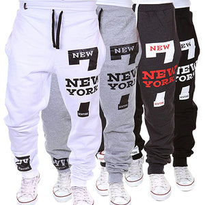 Men New York Print Jogger Dance Sportwear Baggy Casual Pants Trousers Sweatpants
