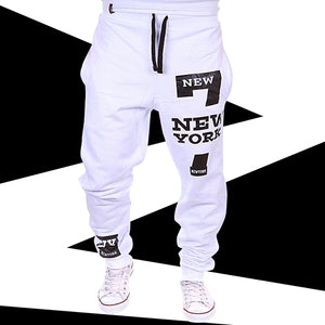 Men New York Print Jogger Dance Sportwear Baggy Casual Pants Trousers Sweatpants