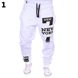Men New York Print Jogger Dance Sportwear Baggy Casual Pants Trousers Sweatpants