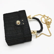 Load image into Gallery viewer, New rattan black straw Shoulder Bag Women hand-woven Messenger Bag Summer Beach Square box Straw Handbag For lady Bolsa Feminina