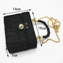 Load image into Gallery viewer, New rattan black straw Shoulder Bag Women hand-woven Messenger Bag Summer Beach Square box Straw Handbag For lady Bolsa Feminina