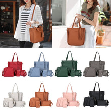 Load image into Gallery viewer, PU Leather Women&#39;s Shoulderbag +Casual Tote + Lady Handbag +Card Coin Bags Purse Messenger Satchel 4pcs/set