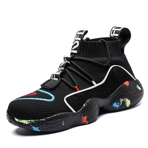Fires Men Casual Shoes Fashion Black White Loafer Shoes Male Breathable Cool Flat Shoes High Top Man's Outdoor Sneakers