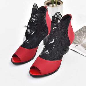 Summer Mesh Peep Toe Sandals Sexy Heels Single Shoes