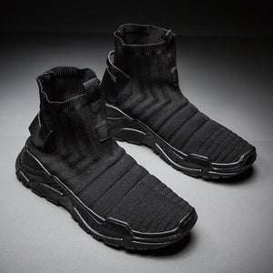 Fires Men Casual Shoes Fashion Black White Loafer Shoes Male Breathable Cool Flat Shoes High Top Man's Outdoor Sneakers