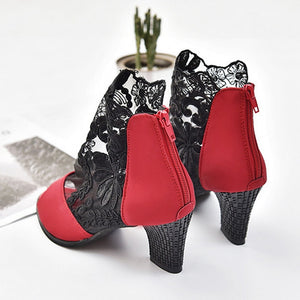 Summer Mesh Peep Toe Sandals Sexy Heels Single Shoes