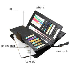 Load image into Gallery viewer, Top Quality leather long wallet men pruse male clutch zipper around wallets men women money bag pocket mltifunction