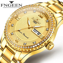 Load image into Gallery viewer, Luxury men&#39;s quartz watch brand steel calendar 30 meters Rolexable waterproof men&#39;s quartz watch gold clock relogio masculino