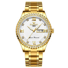 Load image into Gallery viewer, Luxury men&#39;s quartz watch brand steel calendar 30 meters Rolexable waterproof men&#39;s quartz watch gold clock relogio masculino