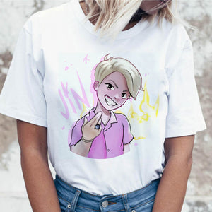 Kpop T Shirt JIN SUGA J HOPE Women JIMIN V JUNGKOOK Top Tshirt for K pop Korean Tees Funny Graphic Female T-shirt K-pop