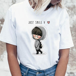 Kpop T Shirt JIN SUGA J HOPE Women JIMIN V JUNGKOOK Top Tshirt for K pop Korean Tees Funny Graphic Female T-shirt K-pop