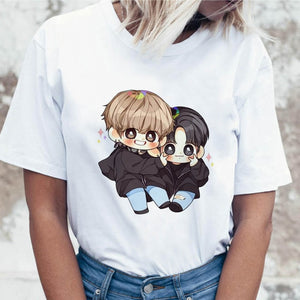 Kpop T Shirt JIN SUGA J HOPE Women JIMIN V JUNGKOOK Top Tshirt for K pop Korean Tees Funny Graphic Female T-shirt K-pop