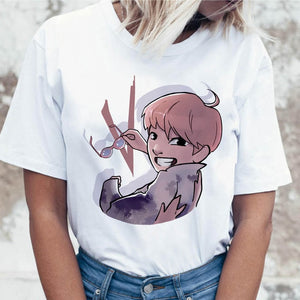 Kpop T Shirt JIN SUGA J HOPE Women JIMIN V JUNGKOOK Top Tshirt for K pop Korean Tees Funny Graphic Female T-shirt K-pop