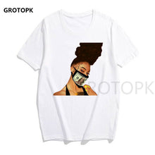 Load image into Gallery viewer, Melanin Poppin Printed Female T-shirt Short Sleeve Streetwear Summer Women Clothes 2019 Harajuku Top Graphic Tee White T Shirt