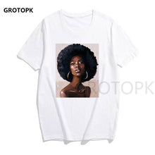 Load image into Gallery viewer, Melanin Poppin Printed Female T-shirt Short Sleeve Streetwear Summer Women Clothes 2019 Harajuku Top Graphic Tee White T Shirt