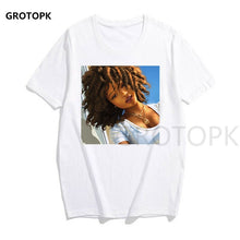 Load image into Gallery viewer, Melanin Poppin Printed Female T-shirt Short Sleeve Streetwear Summer Women Clothes 2019 Harajuku Top Graphic Tee White T Shirt