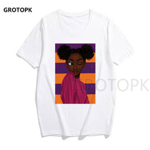 Load image into Gallery viewer, Melanin Poppin Printed Female T-shirt Short Sleeve Streetwear Summer Women Clothes 2019 Harajuku Top Graphic Tee White T Shirt