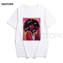 Load image into Gallery viewer, Melanin Poppin Printed Female T-shirt Short Sleeve Streetwear Summer Women Clothes 2019 Harajuku Top Graphic Tee White T Shirt