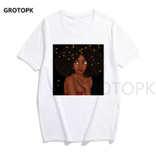Load image into Gallery viewer, Melanin Poppin Printed Female T-shirt Short Sleeve Streetwear Summer Women Clothes 2019 Harajuku Top Graphic Tee White T Shirt