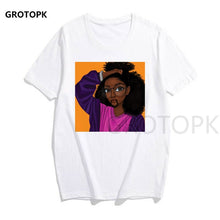 Load image into Gallery viewer, Melanin Poppin Printed Female T-shirt Short Sleeve Streetwear Summer Women Clothes 2019 Harajuku Top Graphic Tee White T Shirt