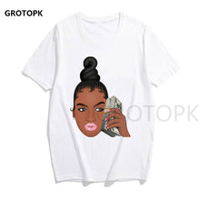 Load image into Gallery viewer, Melanin Poppin Printed Female T-shirt Short Sleeve Streetwear Summer Women Clothes 2019 Harajuku Top Graphic Tee White T Shirt