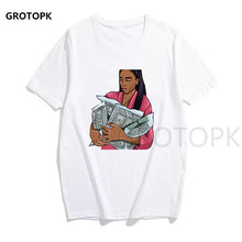 Load image into Gallery viewer, Melanin Poppin Printed Female T-shirt Short Sleeve Streetwear Summer Women Clothes 2019 Harajuku Top Graphic Tee White T Shirt