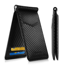 Load image into Gallery viewer, NewBring Black Carbon FIber-Look Money Clip RFID Blocking Driver License ID Cash