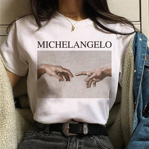 aesthetic t shirt vaporwave Michelangelo women fashion new harajuku tshirt Casual korean style Graphic hip hop t-shirt female