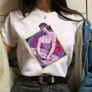 aesthetic t shirt vaporwave Michelangelo women fashion new harajuku tshirt Casual korean style Graphic hip hop t-shirt female