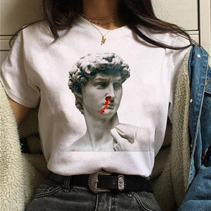 aesthetic t shirt vaporwave Michelangelo women fashion new harajuku tshirt Casual korean style Graphic hip hop t-shirt female