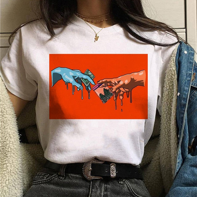 aesthetic t shirt vaporwave Michelangelo women fashion new harajuku tshirt Casual korean style Graphic hip hop t-shirt female