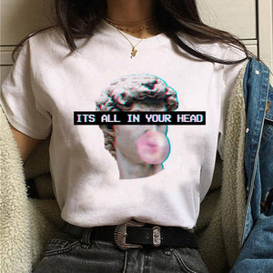 aesthetic t shirt vaporwave Michelangelo women fashion new harajuku tshirt Casual korean style Graphic hip hop t-shirt female