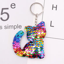 Load image into Gallery viewer, 1PCS Dolphin Star Unicorn animal Keychain Glitter Pompom Sequins Key Chain Gifts for Women  Car Bag Accessories Key Ring Jewelry