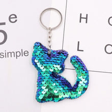 Load image into Gallery viewer, 1PCS Dolphin Star Unicorn animal Keychain Glitter Pompom Sequins Key Chain Gifts for Women  Car Bag Accessories Key Ring Jewelry