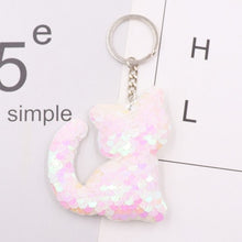Load image into Gallery viewer, 1PCS Dolphin Star Unicorn animal Keychain Glitter Pompom Sequins Key Chain Gifts for Women  Car Bag Accessories Key Ring Jewelry