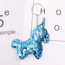Load image into Gallery viewer, 1PCS Dolphin Star Unicorn animal Keychain Glitter Pompom Sequins Key Chain Gifts for Women  Car Bag Accessories Key Ring Jewelry