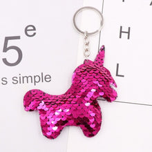 Load image into Gallery viewer, 1PCS Dolphin Star Unicorn animal Keychain Glitter Pompom Sequins Key Chain Gifts for Women  Car Bag Accessories Key Ring Jewelry