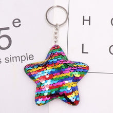 Load image into Gallery viewer, 1PCS Dolphin Star Unicorn animal Keychain Glitter Pompom Sequins Key Chain Gifts for Women  Car Bag Accessories Key Ring Jewelry