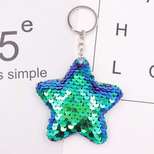 Load image into Gallery viewer, 1PCS Dolphin Star Unicorn animal Keychain Glitter Pompom Sequins Key Chain Gifts for Women  Car Bag Accessories Key Ring Jewelry