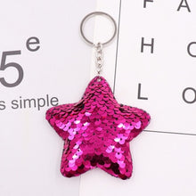 Load image into Gallery viewer, 1PCS Dolphin Star Unicorn animal Keychain Glitter Pompom Sequins Key Chain Gifts for Women  Car Bag Accessories Key Ring Jewelry