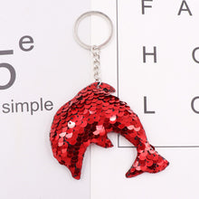 Load image into Gallery viewer, 1PCS Dolphin Star Unicorn animal Keychain Glitter Pompom Sequins Key Chain Gifts for Women  Car Bag Accessories Key Ring Jewelry