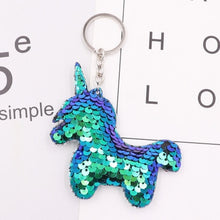 Load image into Gallery viewer, 1PCS Dolphin Star Unicorn animal Keychain Glitter Pompom Sequins Key Chain Gifts for Women  Car Bag Accessories Key Ring Jewelry