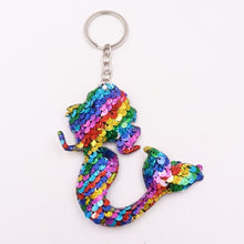 Load image into Gallery viewer, 1PCS Dolphin Star Unicorn animal Keychain Glitter Pompom Sequins Key Chain Gifts for Women  Car Bag Accessories Key Ring Jewelry