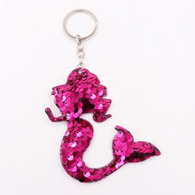 Load image into Gallery viewer, 1PCS Dolphin Star Unicorn animal Keychain Glitter Pompom Sequins Key Chain Gifts for Women  Car Bag Accessories Key Ring Jewelry