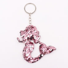 Load image into Gallery viewer, 1PCS Dolphin Star Unicorn animal Keychain Glitter Pompom Sequins Key Chain Gifts for Women  Car Bag Accessories Key Ring Jewelry