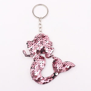1PCS Dolphin Star Unicorn animal Keychain Glitter Pompom Sequins Key Chain Gifts for Women  Car Bag Accessories Key Ring Jewelry