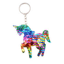Load image into Gallery viewer, 1PCS Dolphin Star Unicorn animal Keychain Glitter Pompom Sequins Key Chain Gifts for Women  Car Bag Accessories Key Ring Jewelry