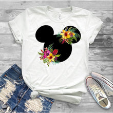 Load image into Gallery viewer, Women Fashion Graphic Flower Womens T-Shirt Cute Ear Tshirts Girl Laides Tumblr Tee Hipster Clothing Female T Shirt Print Tees